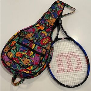 Vintage Stashe’ Quilted Tennis Racquet Bag. 100% cotton multicolor animal print